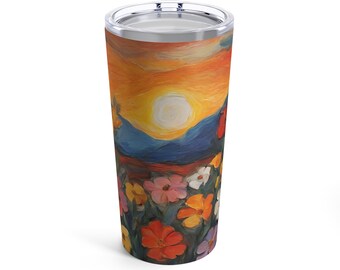 Beautiful Floral Tumbler 20oz, Vintage Botanical Cup, Pastel Floral, Nature Mug, Flower Garden Lover Gift, Mothers Day, Vibrant Pastels