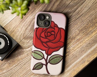 Wytrzymałe etui na telefon Floral Rose: odporne na uderzenia, z funkcją ładowania bezprzewodowego