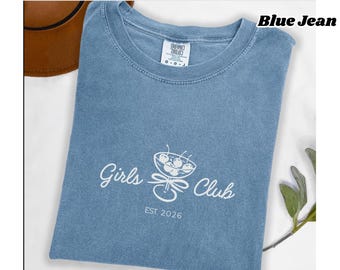 Girls Club Graphic Tee | Retro Cherry Cocktail Shirt | Trendy Girls Night Top | Vintage Style Graphic Tee | Cute Gift for Her