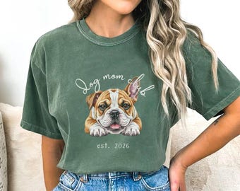 Comfort Colors Bulldog Dog Mom Graphic Tee, Pet Lover Apparel