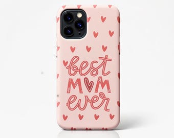 Pink Hearts Mom Ever Phone Case | Mother's Day Gift | Cute Heart Print Tough Case | Protective Phone Cover for Mom | Gift for Her