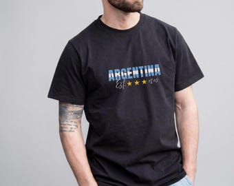 Koszulka z nadrukiem w paski z flagą Argentyny | Założona w 1810 roku gwiazda piłki nożnej