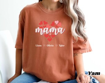 Personalized Mama Heart Name Tee | Custom Family Shirt, Grandma Gift Top