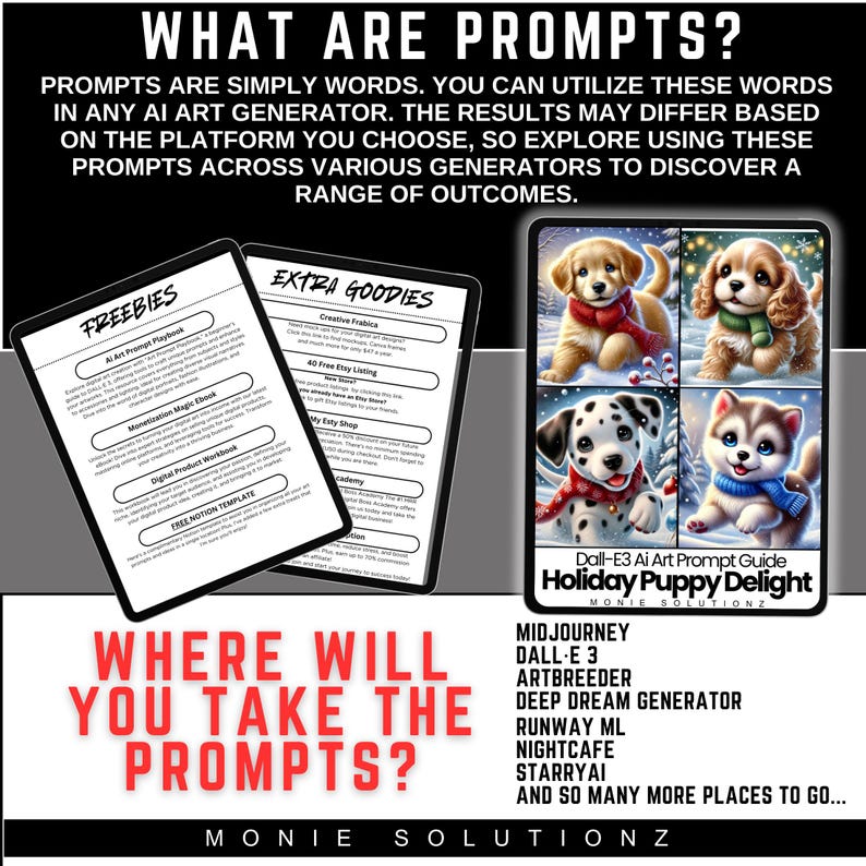 Dall-e3 & Chatgpt V4 Ai Art Prompt Guide Holiday Puppy With 12 Sample ...