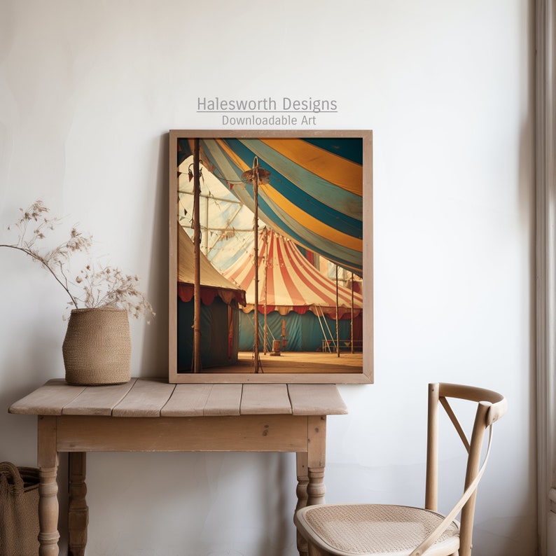Vintage Circus Bigtop Wall Art, Rustic Americana Decor, High Resolution ...