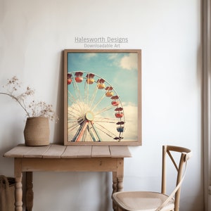 Vintage Ferris Wheel Illustration, Rustic Americana Wall Art, 1950's Inspired, High Resolution Digital Download image 6