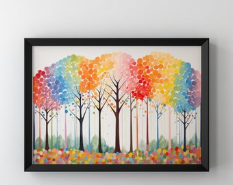Dazzling Tree Confetti: High-Res Digital Art! Whimsical, Playful Design. Positive/Negative Space. Multilayered Dimensions. Instant Download