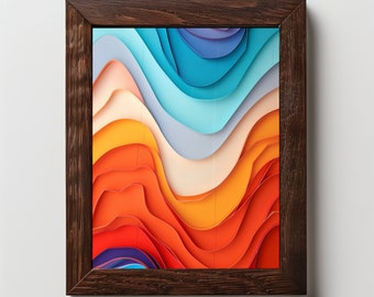 Art numérique abstrait vagues colorées - Téléchargement haute résolution pour projets créatifs et décoration murale moderne ! Vibrant, dynamique et détaillé !