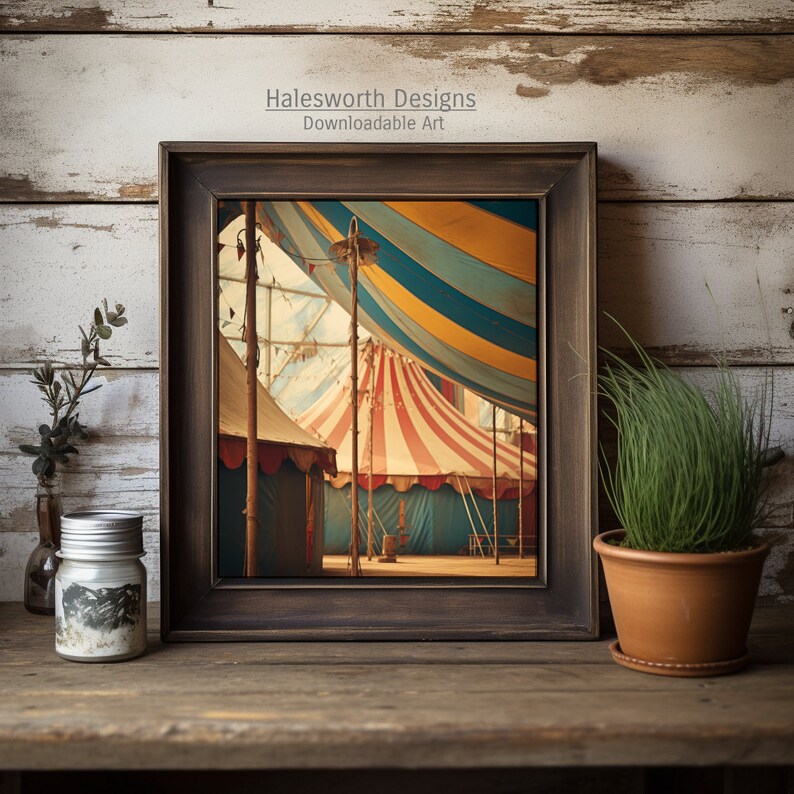 Vintage Circus Bigtop Wall Art, Rustic Americana Decor, High Resolution ...