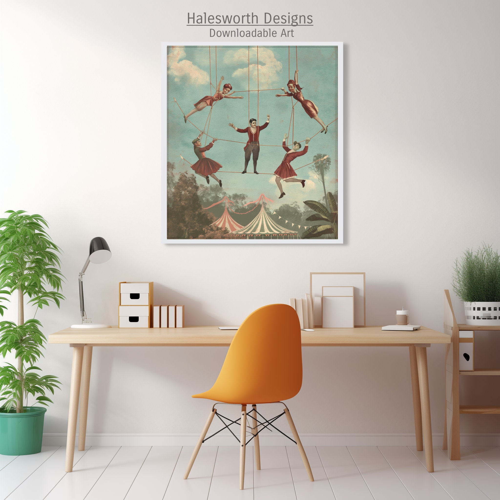 Retro Circus Acrobats High Wire Poster - Vintage Aesthetic Digital ...