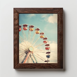 Vintage Ferris Wheel Illustration, Rustic Americana Wall Art, 1950's Inspired, High Resolution Digital Download image 1