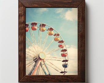 Vintage Ferris Wheel Illustration, Rustic Americana Wall Art, 1950&#39;s Inspired, High Resolution Digital Download