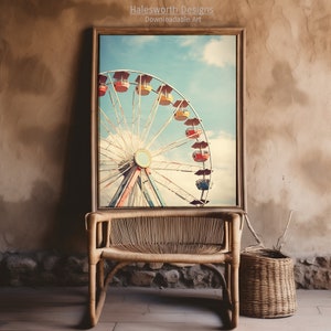 Vintage Ferris Wheel Illustration, Rustic Americana Wall Art, 1950's Inspired, High Resolution Digital Download image 9