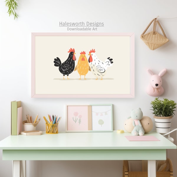 Vintage Chic Chickens: High-Res Digital Art Download! Minimalist, Retro Doodle Perfect for Children's Books! Instant Cute Charm!