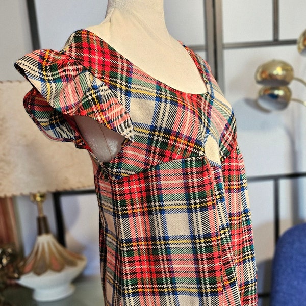 Vintage 1960's Woman's Tartan Mini Dress Fritzi Of California Retro Madmen Twiggy Era