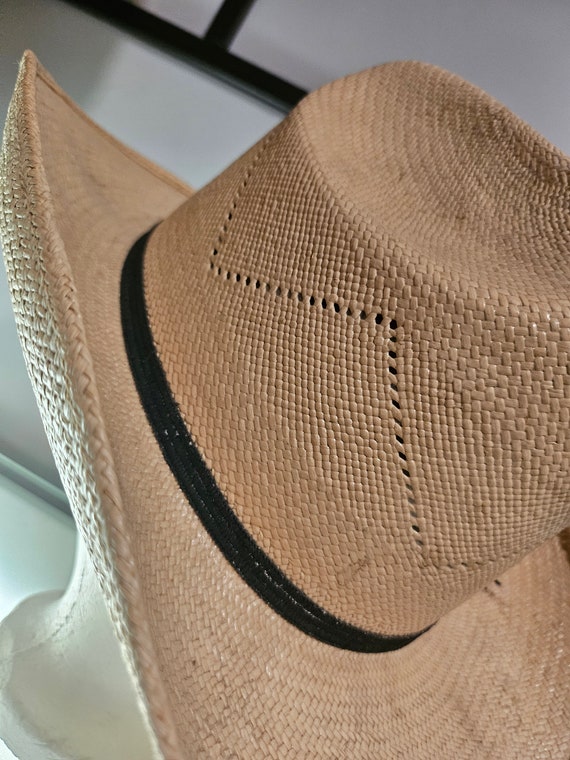 Vintage Shantung Straw Man's Cowboy Hat Rancher V… - image 6