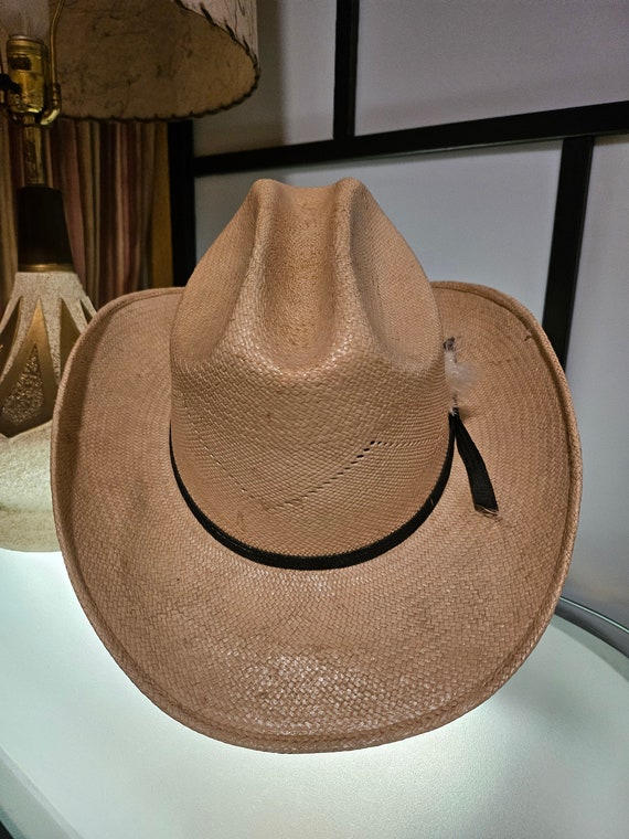 Vintage Shantung Straw Man's Cowboy Hat Rancher V… - image 7