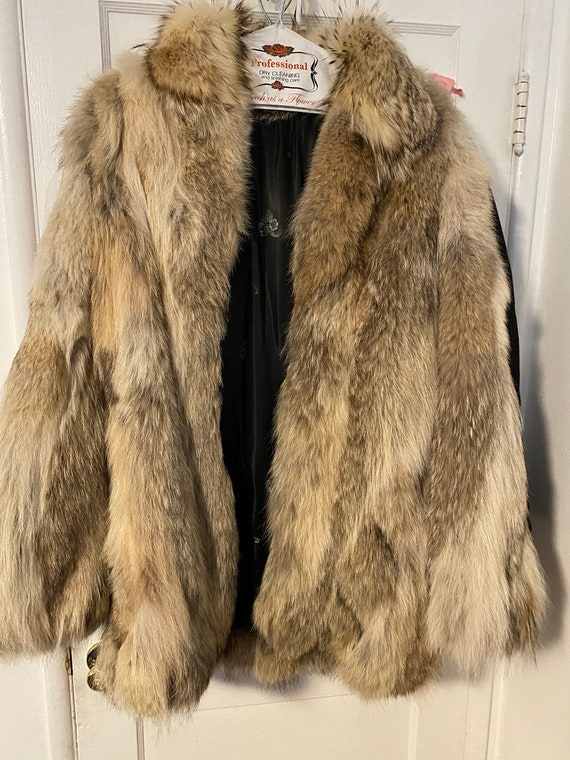 Real Coyote Mid Thigh Length Coat