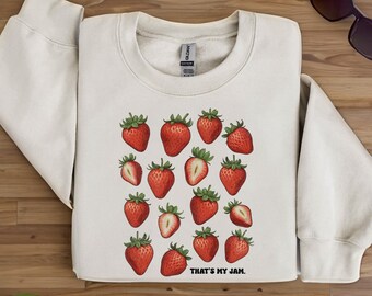 Dat is mijn Jam Aardbei Sweatshirt, Tuinpersoneel, Cottagecore Fruit Aardbeien shirt, Tuinieren Vintage Stijl Tuin Zomer Esthetiek