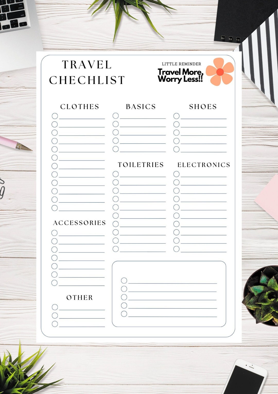 Travel Checklist Pdfprintable Travel Checklistcustomizable Travel
