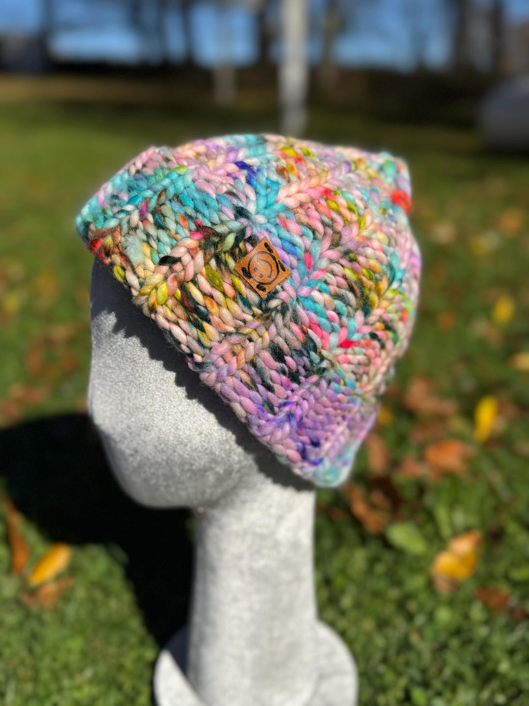Hand Knit Multicolor Speckled Beanie - Purple, Blue, Pink; Soft, Premium Wool Ultra Soft, Hand Knit Multicolored Beanie - Etsy main image 3