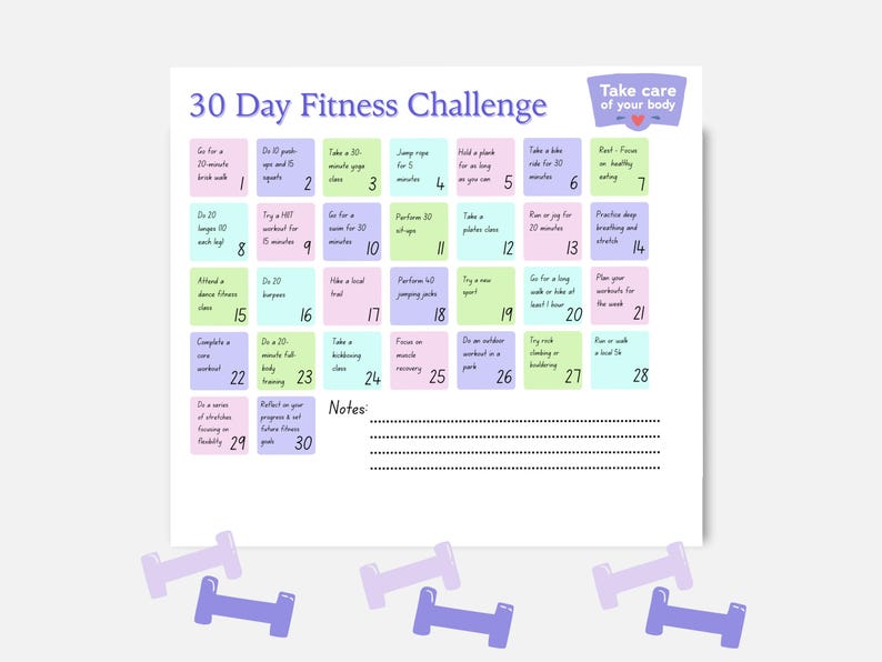 Thirty-day Challenge, Fitness, Goal Setting, Progress Tracker, Habit ...