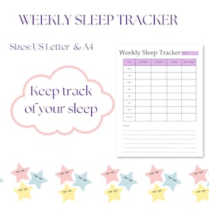 Slaaptracker, slaapdagboek, afdrukbaar slaapdagboek, slaaplogboek, slaapplanner, slaapgrafiek, slaapgewoontelogboek, slaapwerkblad, slaaproutine