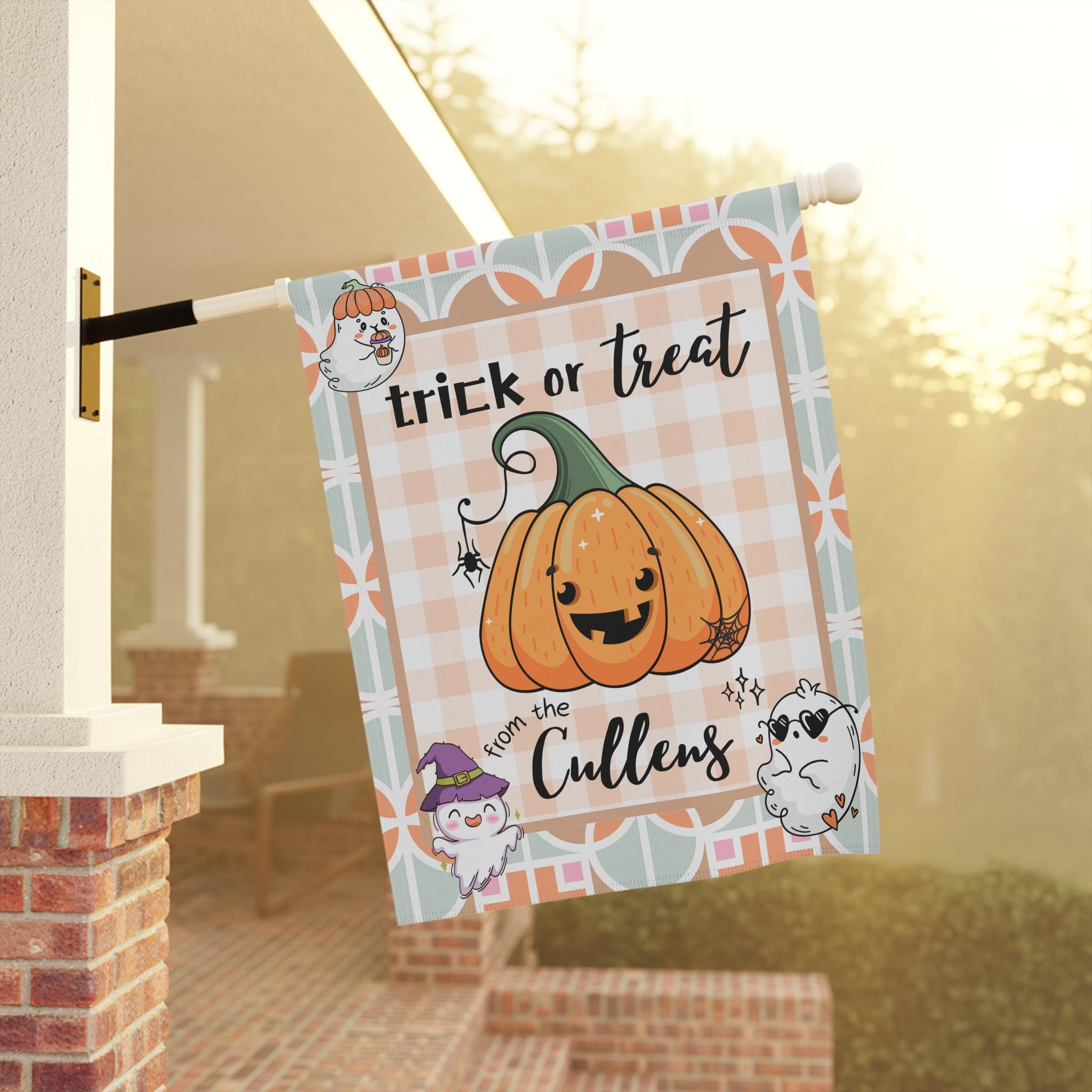 Discover trick or treat   flag Halloween house flag autumn decoration aesthetic muted fall colors yard sign