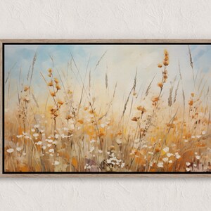 Printable Wildflower Field Landscape Oil Painting, Vintage Landscape Art Print, Country Field Wall Art Digital Download, Bedroom Landscape