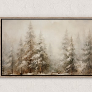 Vintage Winter Village Painting, Winter Scenes, Printable Winter Landscape, Winter Wall Art Print, Country Winter Print, Cottagecore Prints