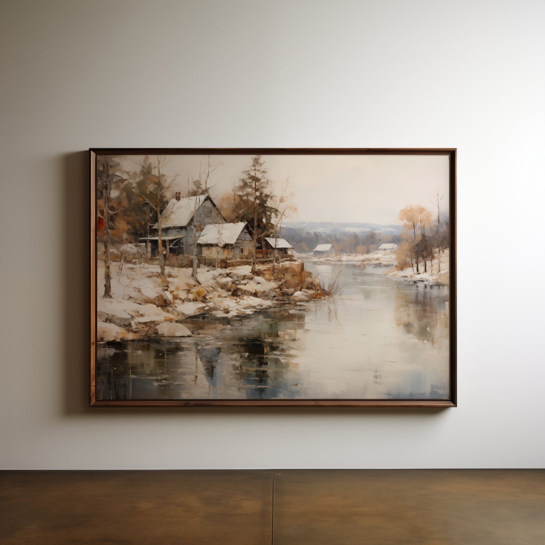 Cozy Winter Cabin Wall Art Printable Rustic Snowy Landscape Digital ...