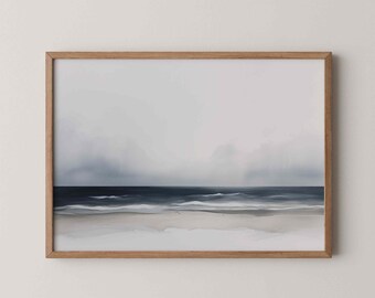 Minimalist Beach Wall Art Printable Abstract Ocean Print Digital Download Modern Coastal Decor for Bedroom Living Room Wabi Sabi Aesthetic