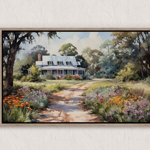 Printable Wildflower Field Landscape Oil Painting, Vintage Landscape Art Print, Country Field Wall Art Digital Download, Bedroom Landscape