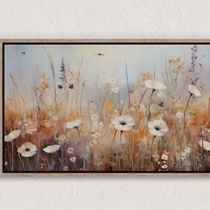Printable Wildflower Field Landscape Oil Painting, Vintage Landscape Art Print, Country Field Wall Art Digital Download, Bedroom Landscape