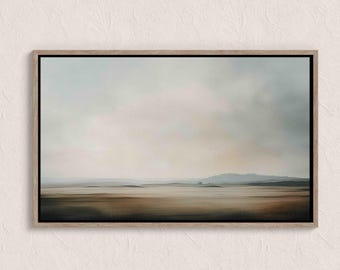 Minimalist Ocean Landscape Printable, Neutral Foggy Horizon Wall Art, Abstract Nature Inspired Digital Artwork, Modern Atmospheric Decor