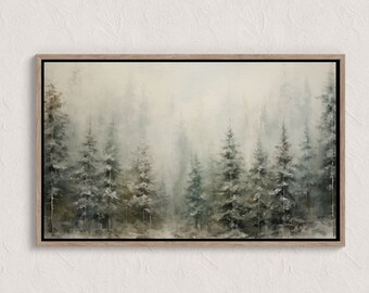 Tableau vintage village d'hiver, scènes d'hiver, paysage d'hiver à imprimer, décoration d'art mural hiver, impression campagne hiver, impressions Cottagecore