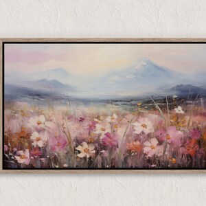 Printable Wildflower Field Landscape Oil Painting, Vintage Landscape Art Print, Country Field Wall Art Digital Download, Bedroom Landscape