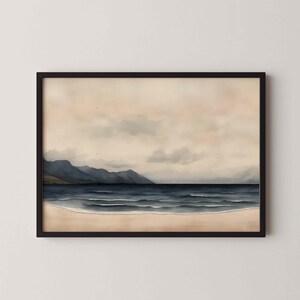 Minimalist Coastal Wall Art Digital Print Neutral Beach Landscape Printable Serene Ocean Painting for Living Room Bedroom Office Decor