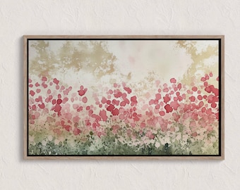 Floral Spring Printable Wall Art, Wildflower Landscape Print, Abstract Flower Spring Print, Flower Meadow Oil Painting, Vintage style art