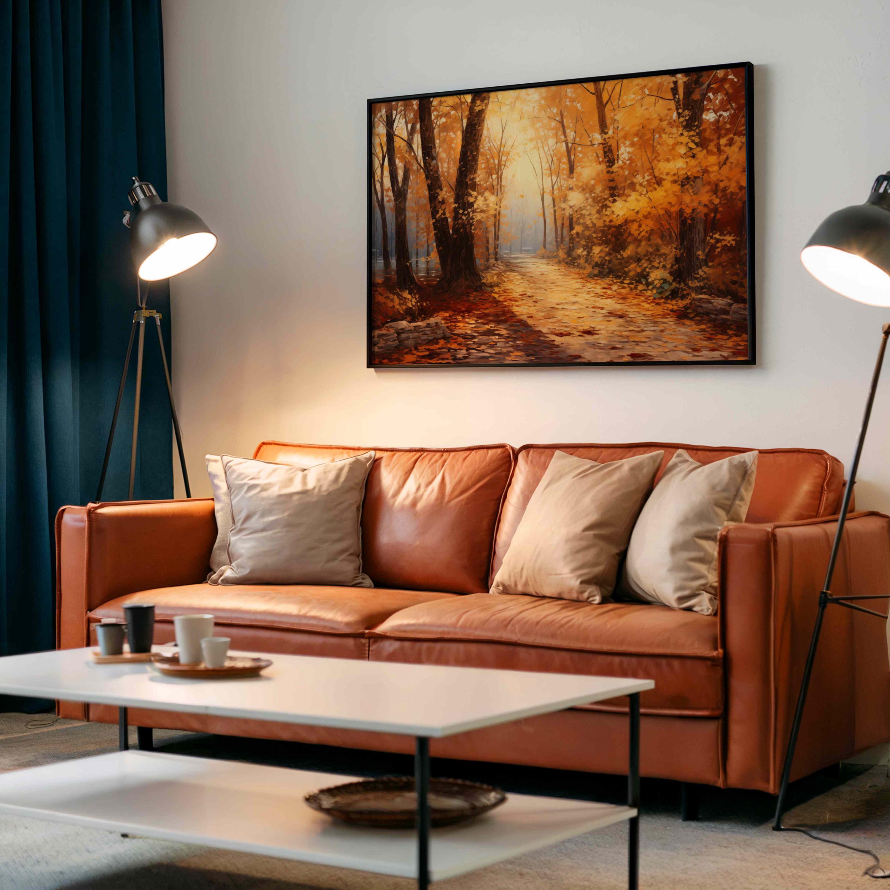 Autumn Forest Path Wall Art Printable – Warm Fall Trees Oil Painting ...