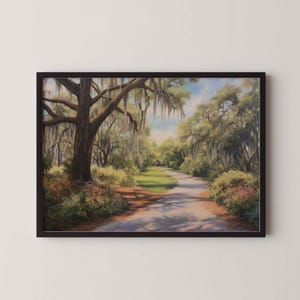 Printable Landscape Wall Art, Spanish Moss Oak Tree Painting, Nature Digital Download, Rustic Scenic Artwork, Impressionism Home Decor