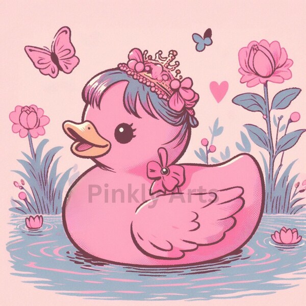 Rubber Duck Art/Nursery Art/Little Girl Digital Wall Decor Print/Toddler Wall Decor Girl/Little Girl Digital Print/Little Girl Wall Decor