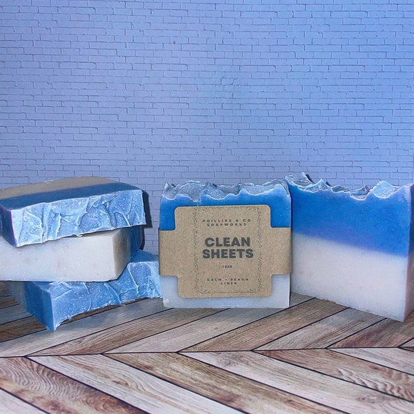 Clean Sheets Soap Bar | Clean Scent | Organic Homemade Bar Soap | Coconut Oil | Gifts for Her | Gifts for Him | Body Soap Bar | Fresh Scent
