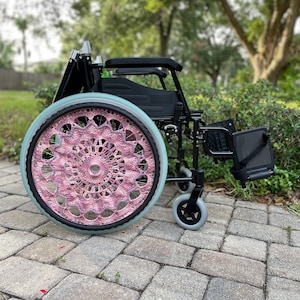 YIBEICO 1 Pair Wheelchair Push Rim Covers For Invacare Wheelchair Accessories, Rear Wheel Grips Cover,Non-Slip Wear-Resistant Hand Push Cover Wheelchair(Black, 22 In - View #9