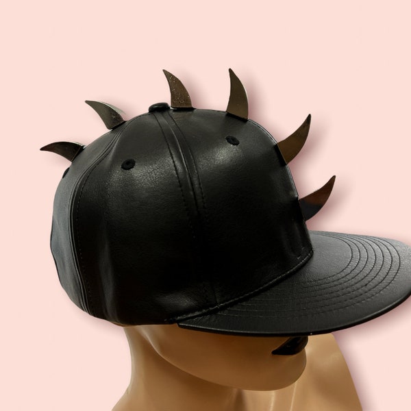 Claw Spike Mohawk Baseball Hat Vegan Leather Punk Hat Buckle Back Adjustable Handmade