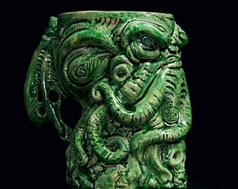 Cthulhu Ceramic Mug, Horror Art, Horror decor, Skull, Unique Handmade Gift mug, Freaky Clay, Unique Ceramic