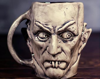 Nosferatu Mug, Ceramic Horror sculpted art