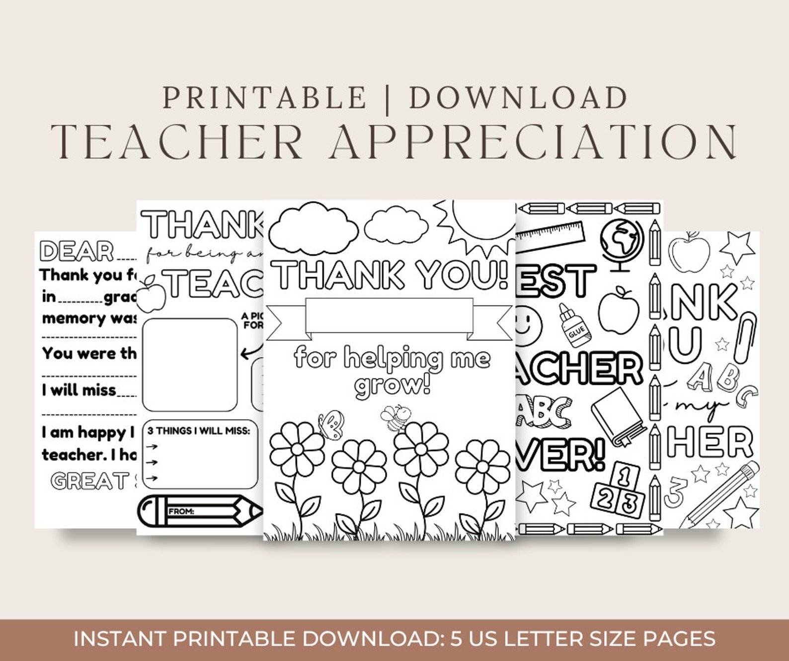 Teacher Appreciation Printable Coloring Pages | Downloadable Thank You ...
