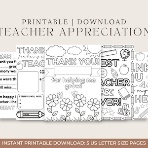 Coloriages à imprimer de remerciements pour les enseignants | Feuilles de coloriage de remerciement téléchargeables | Cadeaux pour enseignants pour enfants et étudiants
