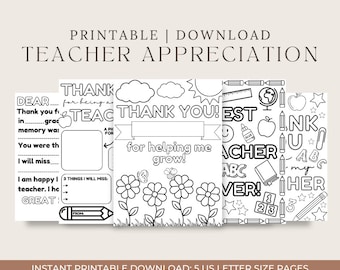 Páginas para colorir imprimíveis de agradecimento ao professor | Folhas para colorir de agradecimento para download | Presentes para professores para crianças e alunos